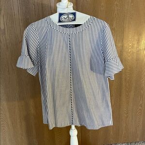 Banana Republic blue and pink striped blouse M